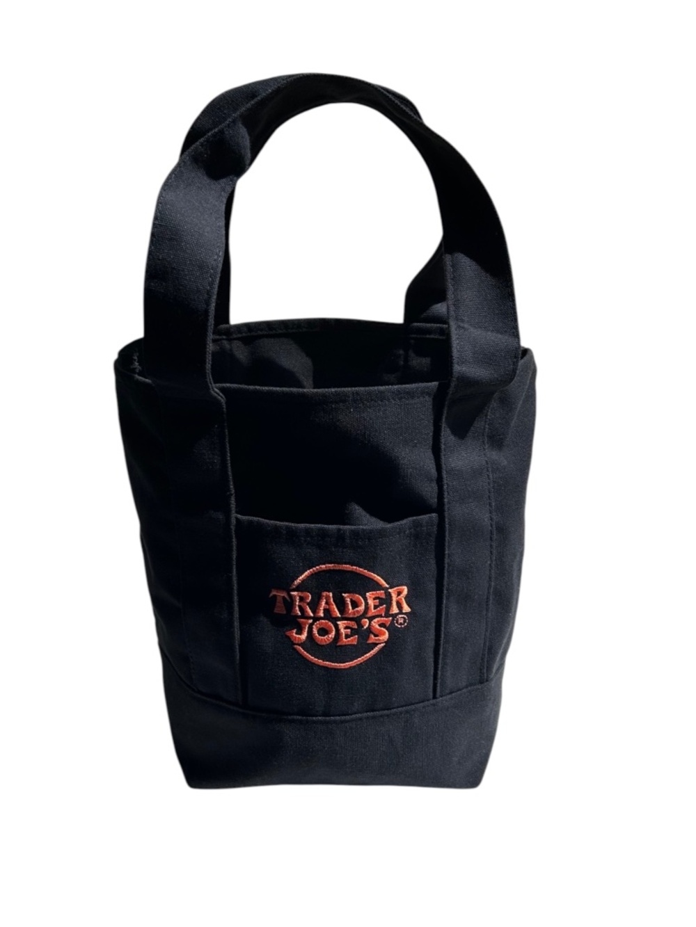 NWOT Trader  Joe's Mini Canvas Tote Bag Orange & Black Trick or Treat?